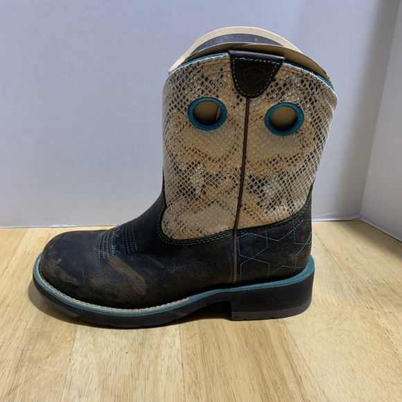 Ariat 10011863 Leather Fat Baby Star Struck Short Cowboy Western Boots Sz 6B